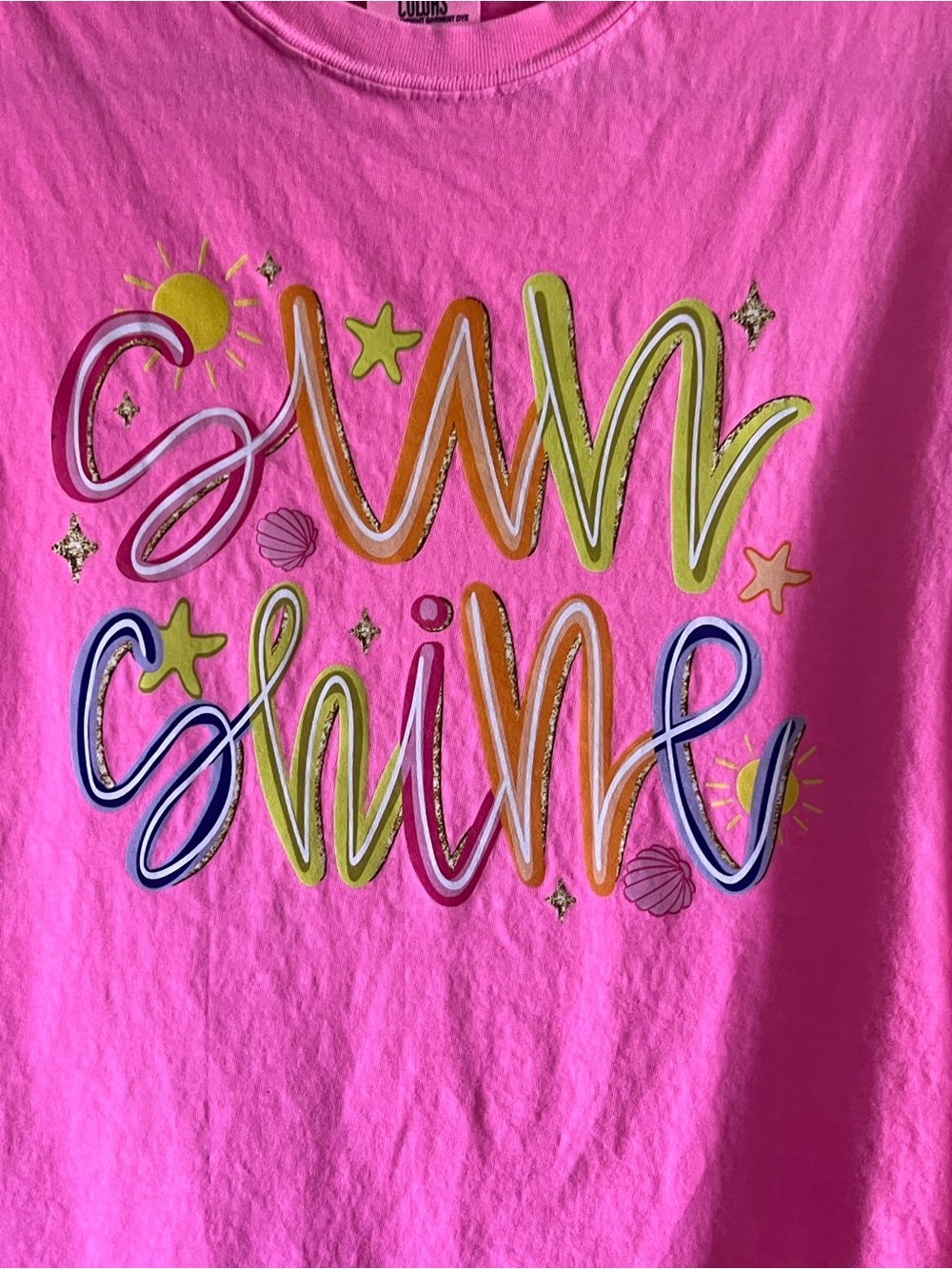 Comfort Colors Sunshine Graphic Tee in Safety Pink true size Large - Picture 2 of 4